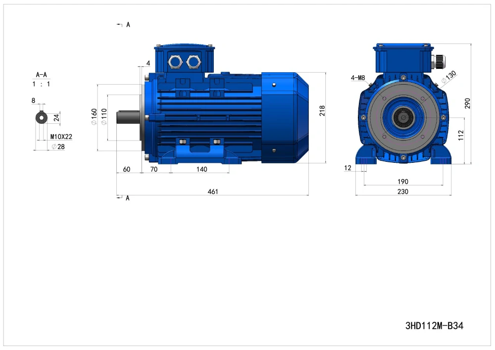 Elektromotor 3HD112M2-8 2,2kW, 690ot.