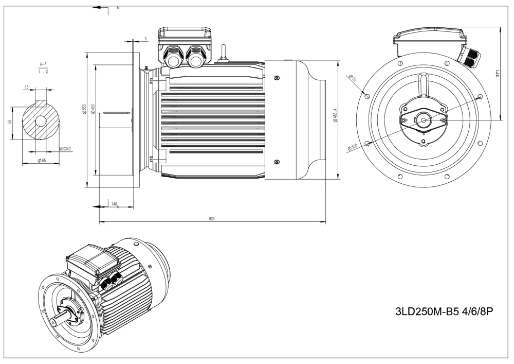 Elektromotor 3LD250M-8 30kW, 735ot.