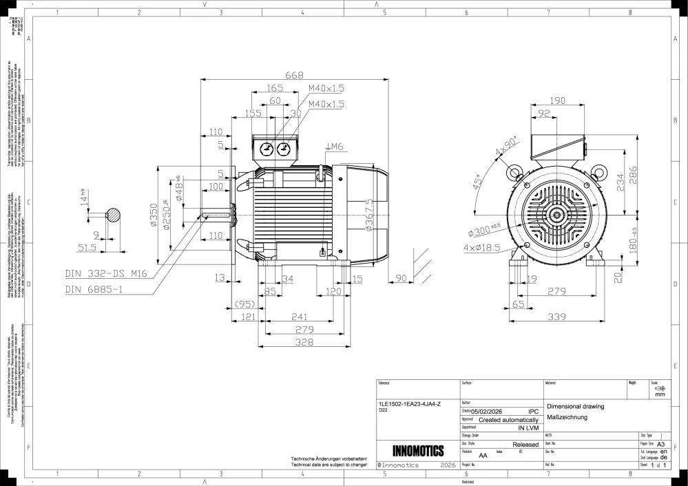 Elektromotor INNOMOTICS 22kW, 2945ot., 1LE1502-1EA23-4JA4