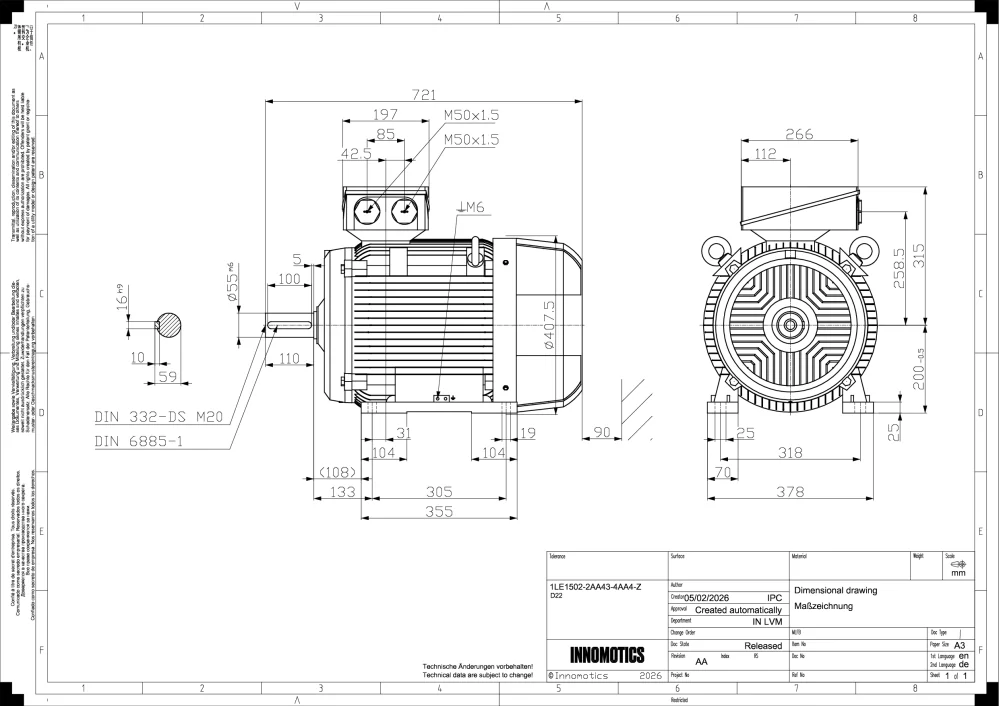 Elektromotor INNOMOTICS 37kW, 2955ot., 1LE1502-2AA53-4AA4