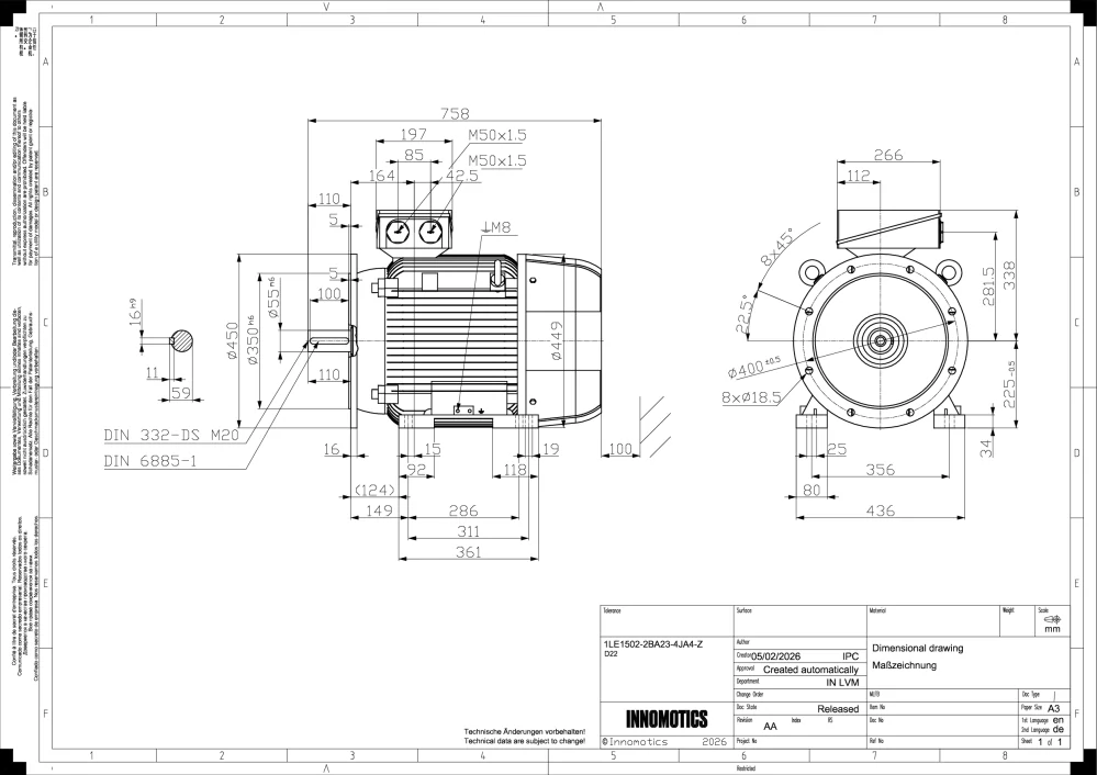 Elektromotor INNOMOTICS 45kW, 2960ot., 1LE1502-2BA23-4JA4