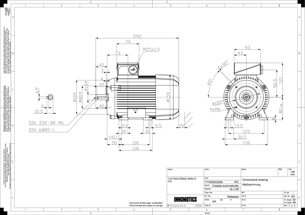 Elektromotor INNOMOTICS 0,55kW, 1385ot., 1LE1002-0DB22-2NA4