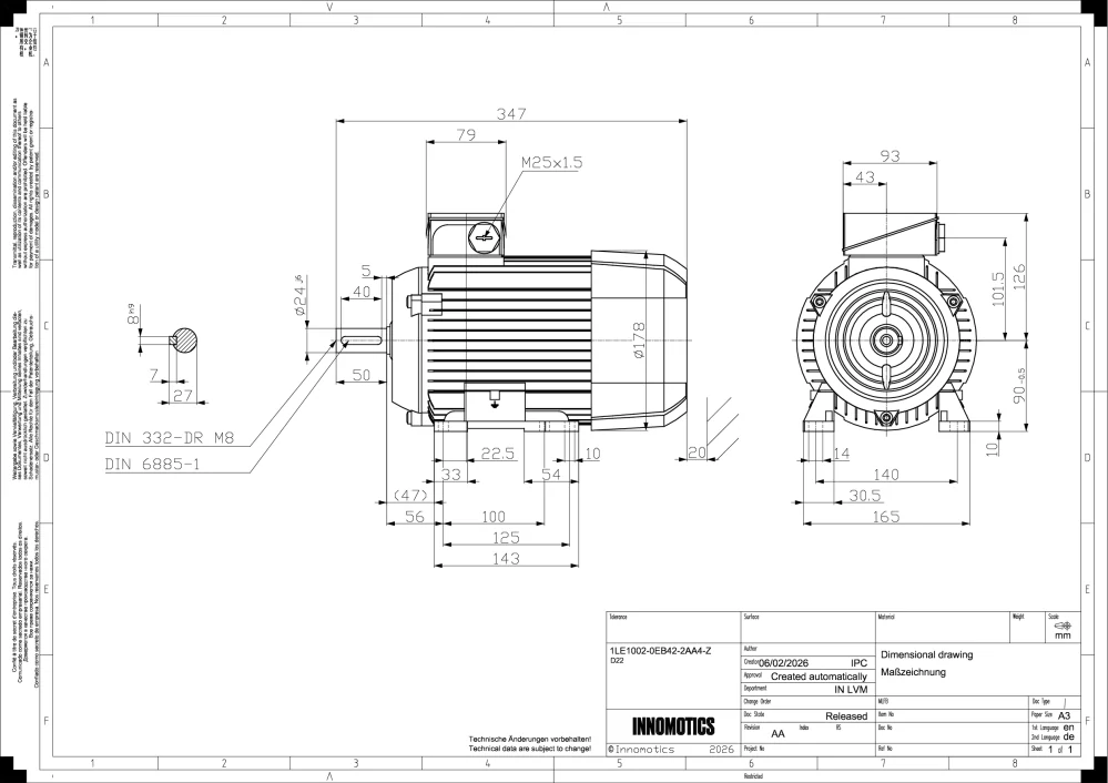 Elektromotor INNOMOTICS 1,5kW, 1410ot., 1LE1002-0EB42-2AA4