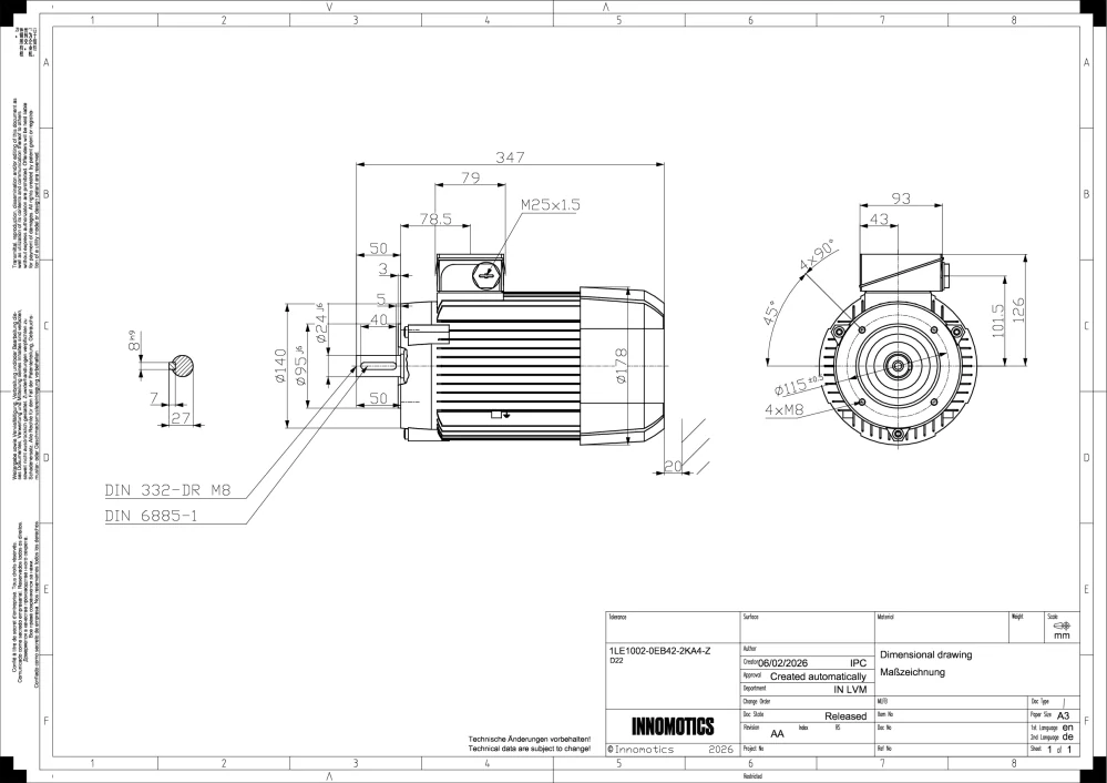 Elektromotor INNOMOTICS 1,5kW, 1410ot., 1LE1002-0EB42-2KA4