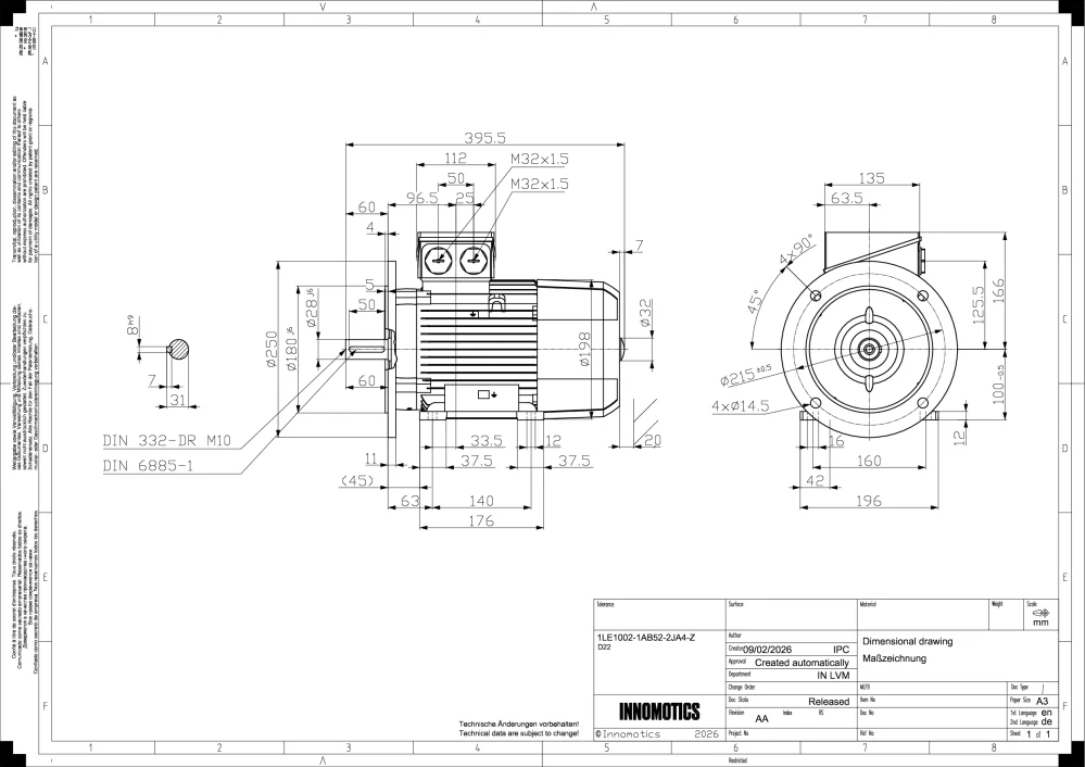 Elektromotor INNOMOTICS 3kW, 1425ot., 1LE1002-1AB52-2JA4