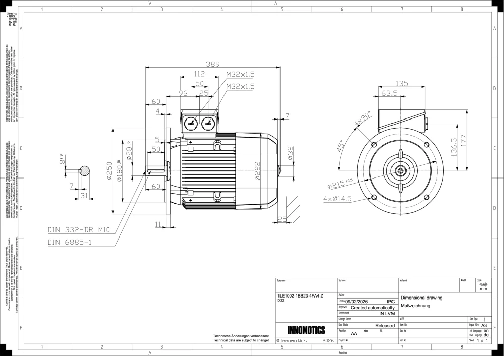 Elektromotor INNOMOTICS 4kW, 1435ot., 1LE1002-1BB23-4FA4
