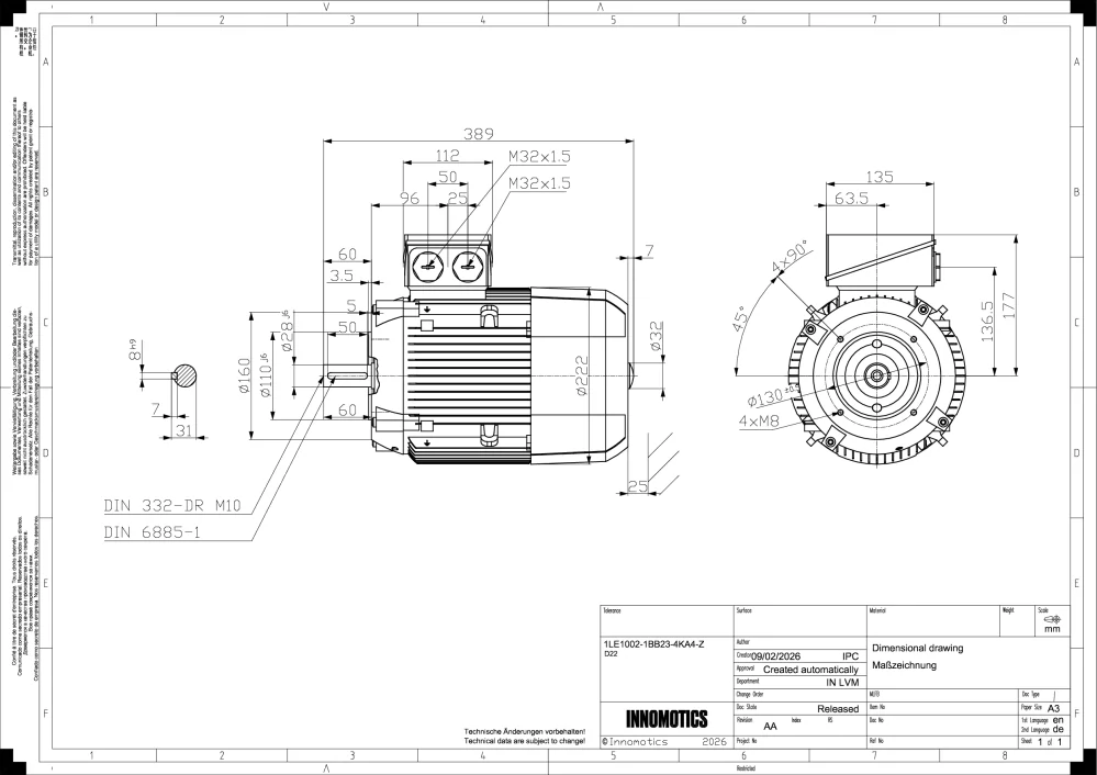Elektromotor INNOMOTICS 4kW, 1435ot., 1LE1002-1BB23-4KA4
