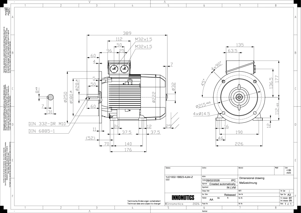 Elektromotor INNOMOTICS 4kW, 1435ot., 1LE1002-1BB23-4JA4