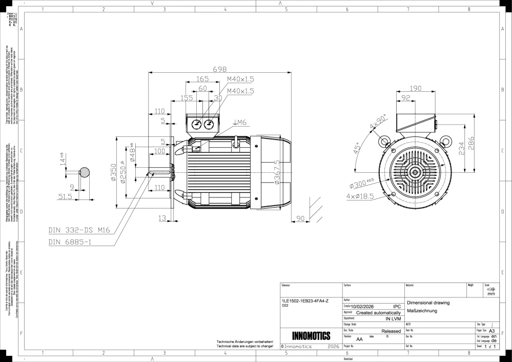 Elektromotor INNOMOTICS 18,5kW, 1468ot., 1LE1502-1EB23-4FA4