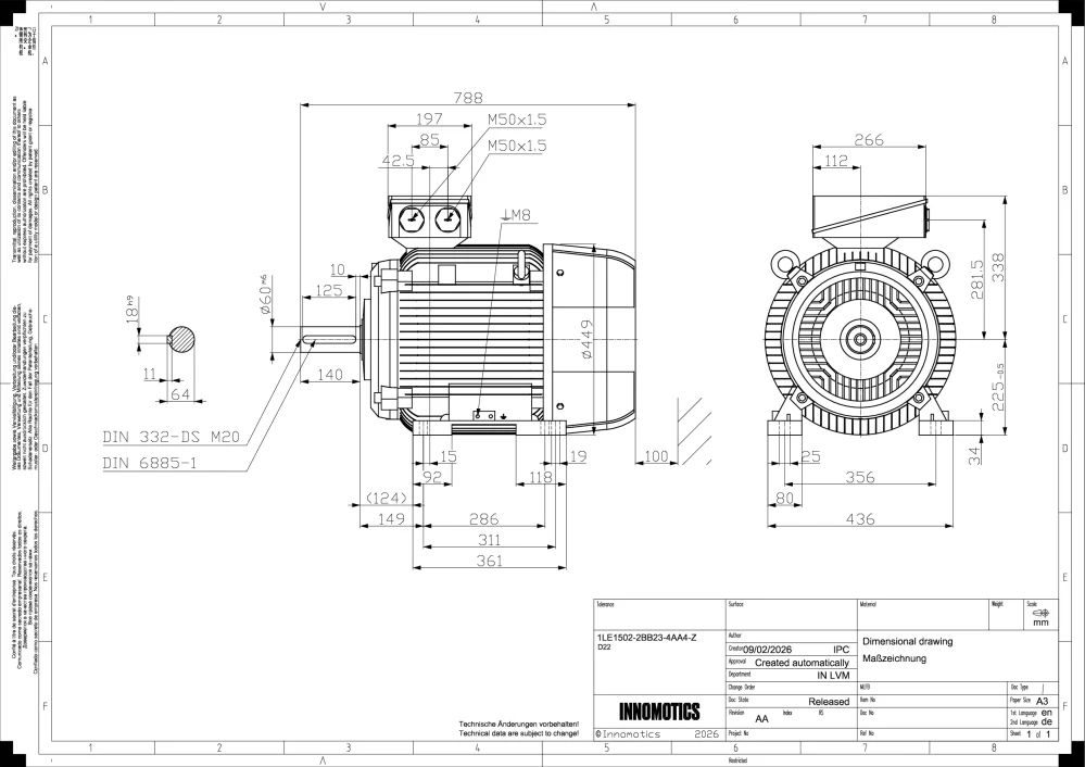 Elektromotor INNOMOTICS 45kW, 1475ot., 1LE1502-2BB23-4AA4