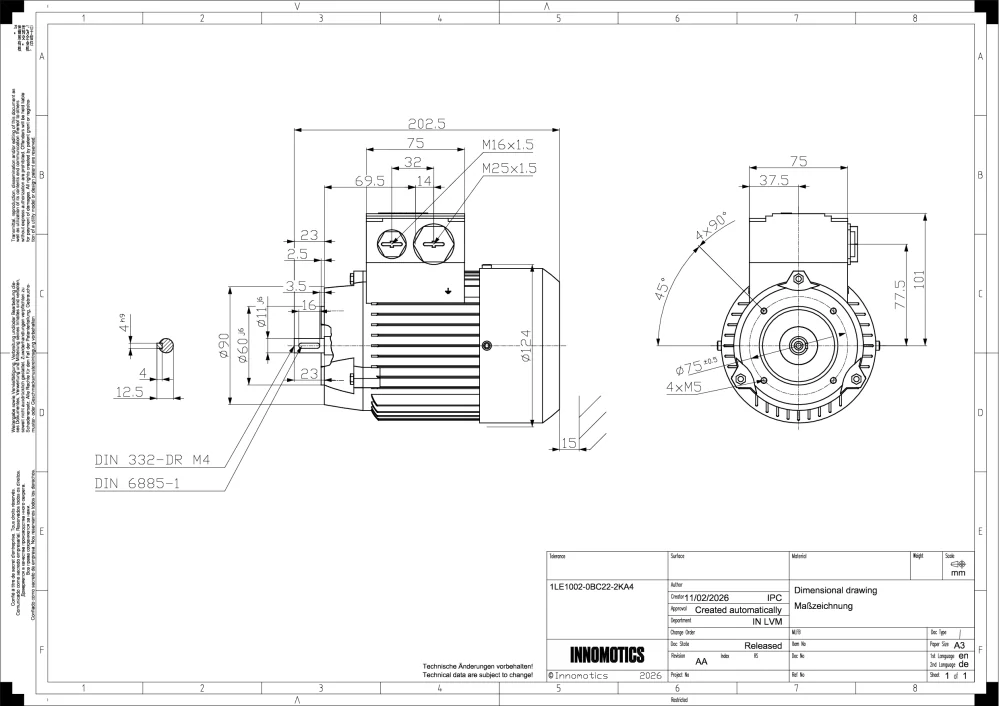 Elektromotor INNOMOTICS 0,09kW, 895ot., 1LE1002-0BC22-2KA4