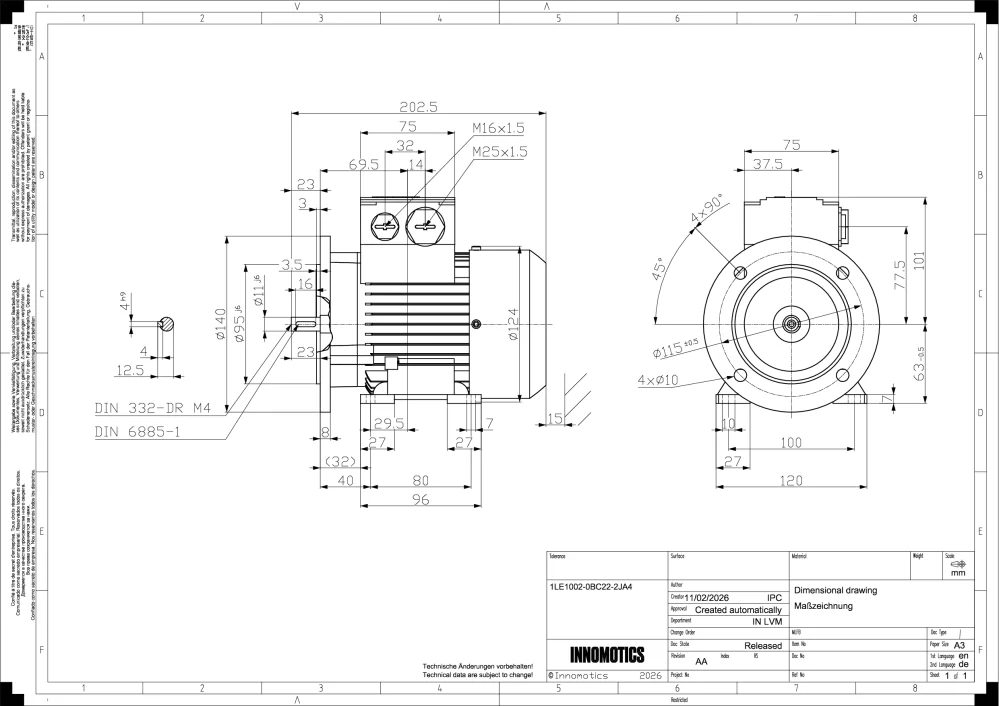 Elektromotor INNOMOTICS 0,09kW, 895ot., 1LE1002-0BC22-2JA4