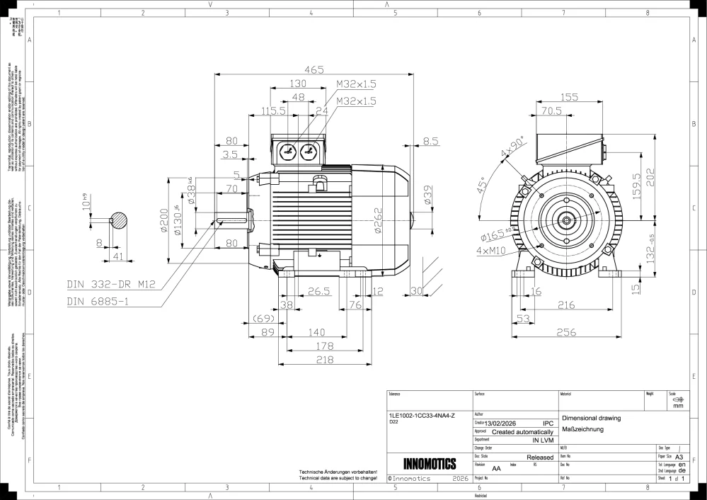 Elektromotor INNOMOTICS 5,5kW, 955ot., 1LE1002-1CC33-4NA4