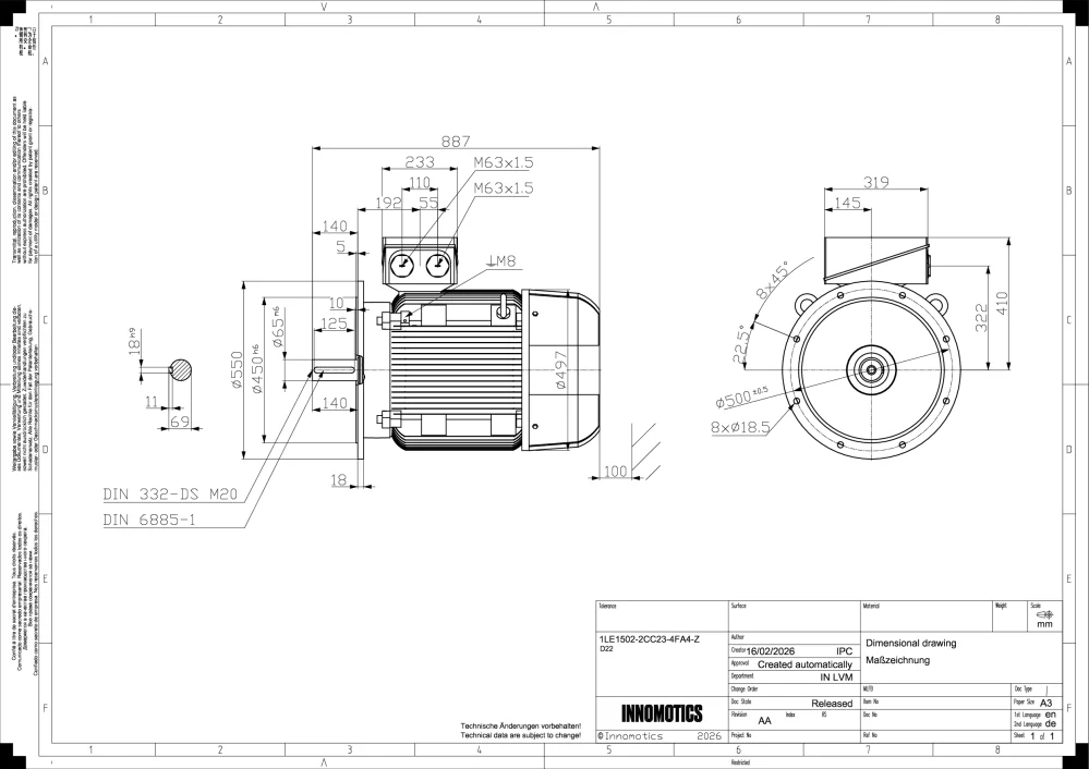 Elektromotor INNOMOTICS 37kW, 980ot., 1LE1502-2CC23-4FA4