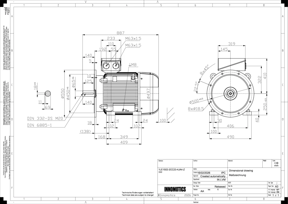 Elektromotor INNOMOTICS 37kW, 980ot., 1LE1502-2CC23-4JA4