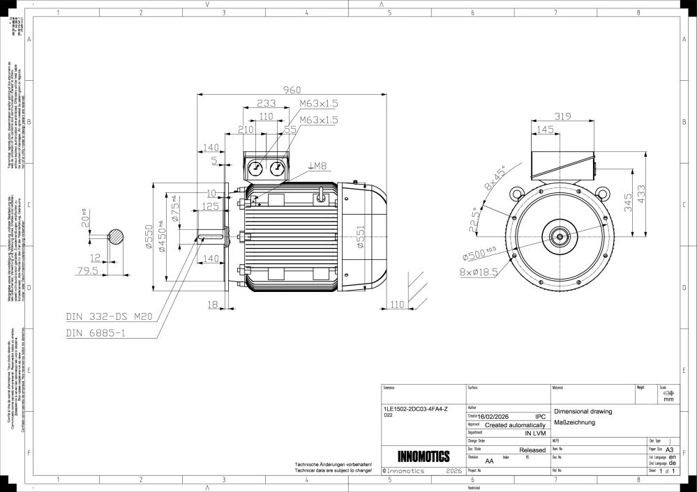 Elektromotor INNOMOTICS 45kW, 986ot., 1LE1502-2DC03-4FA4