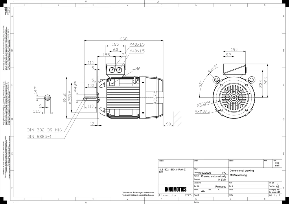 Elektromotor INNOMOTICS 11kW, 720ot., 1LE1502-1ED43-4FA4