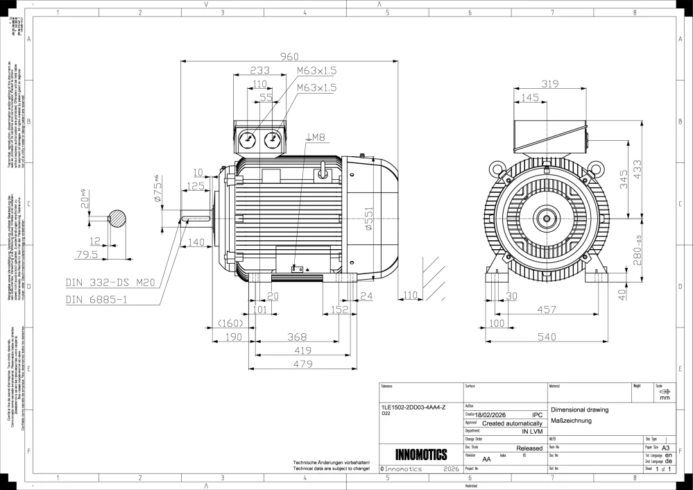 Elektromotor INNOMOTICS 37kW, 735ot., 1LE1502-2DD03-4AA4