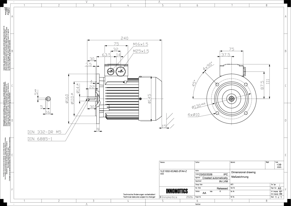 Elektromotor INNOMOTICS 0,75kW, 2780ot., 1LE1002-0CA62-2FA4