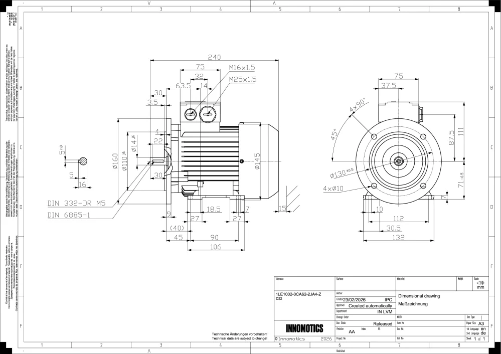 Elektromotor INNOMOTICS 0,75kW, 2780ot., 1LE1002-0CA62-2JA4