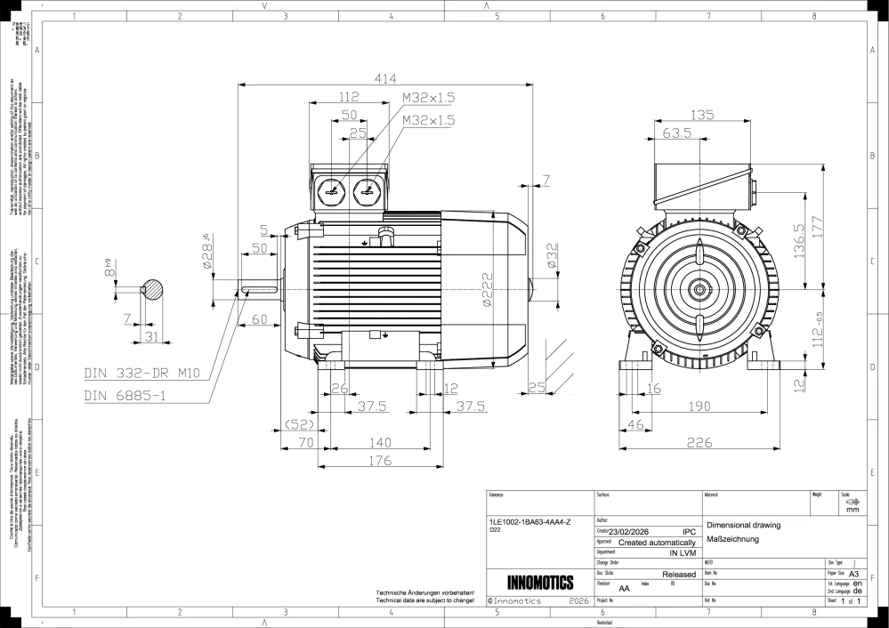 Elektromotor INNOMOTICS 5,5kW, 2935ot., 1LE1002-1BA63-4AA4