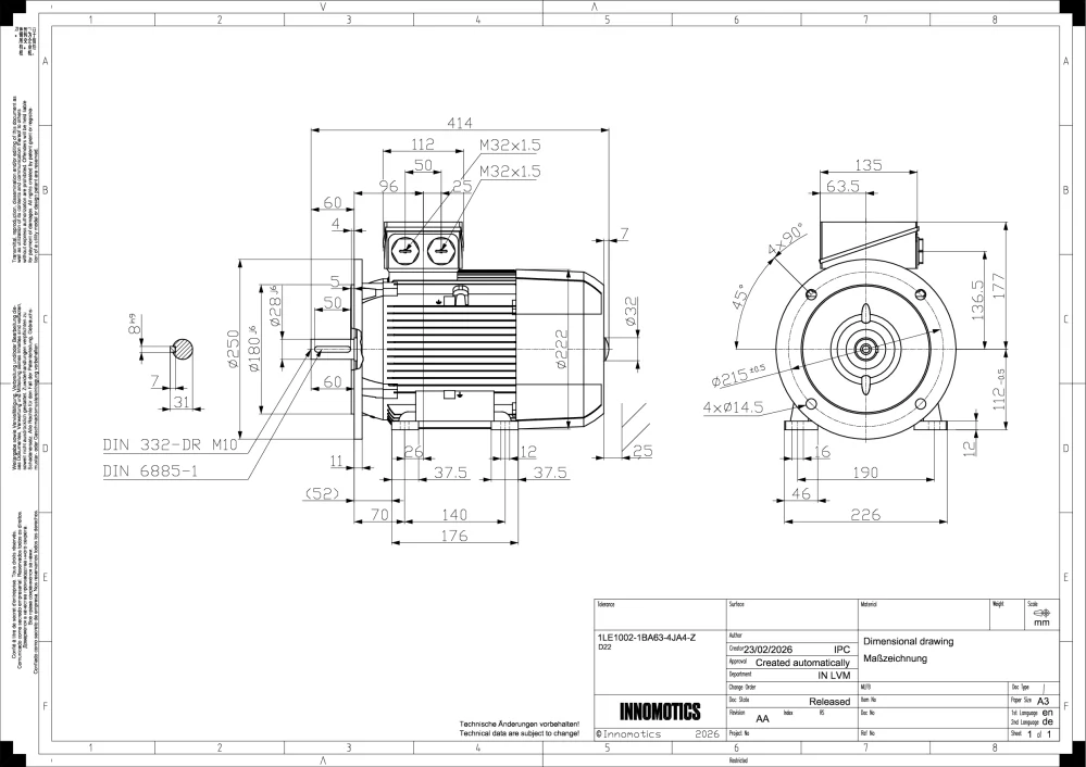 Elektromotor INNOMOTICS 5,5kW, 2935ot., 1LE1002-1BA63-4JA4