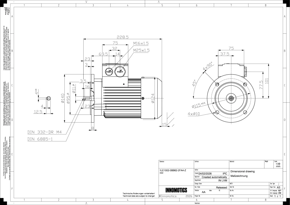 Elektromotor INNOMOTICS 0,25kW, 1365ot., 1LE1002-0BB62-2FA4