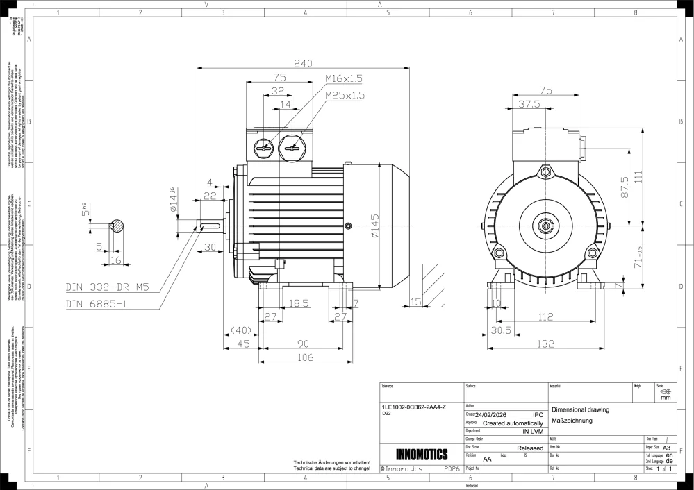 Elektromotor INNOMOTICS 0,55kW, 1365ot., 1LE1002-0CB62-2AA4