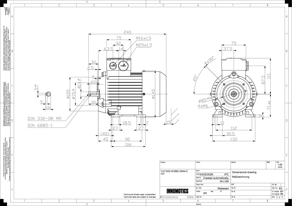Elektromotor INNOMOTICS 0,55kW, 1365ot., 1LE1002-0CB62-2NA4