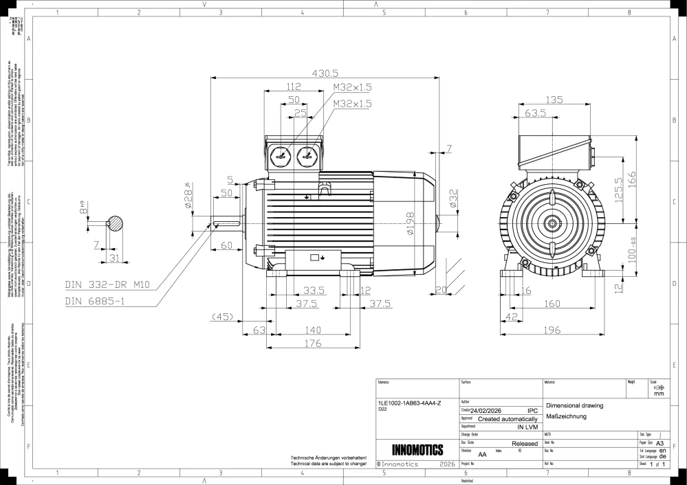 Elektromotor INNOMOTICS 4kW, 1435ot., 1LE1002-1AB63-4AA4