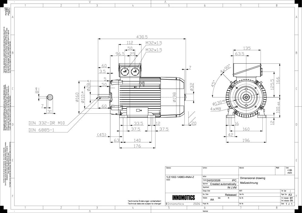Elektromotor INNOMOTICS 4kW, 1435ot., 1LE1002-1AB63-4NA4
