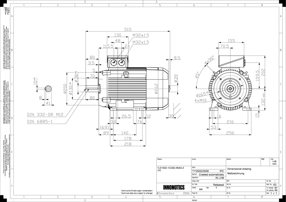 Elektromotor INNOMOTICS 7,5kW, 950ot., 1LE1002-1CC63-4NA4