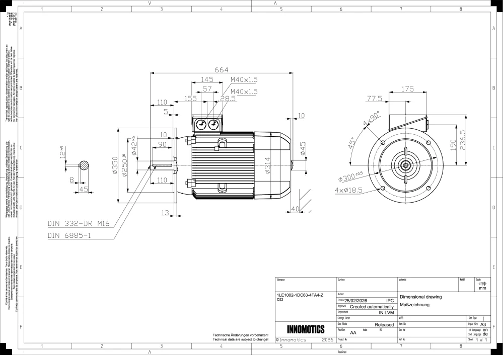 Elektromotor INNOMOTICS 15kW, 965ot., 1LE1002-1DC63-4FA4