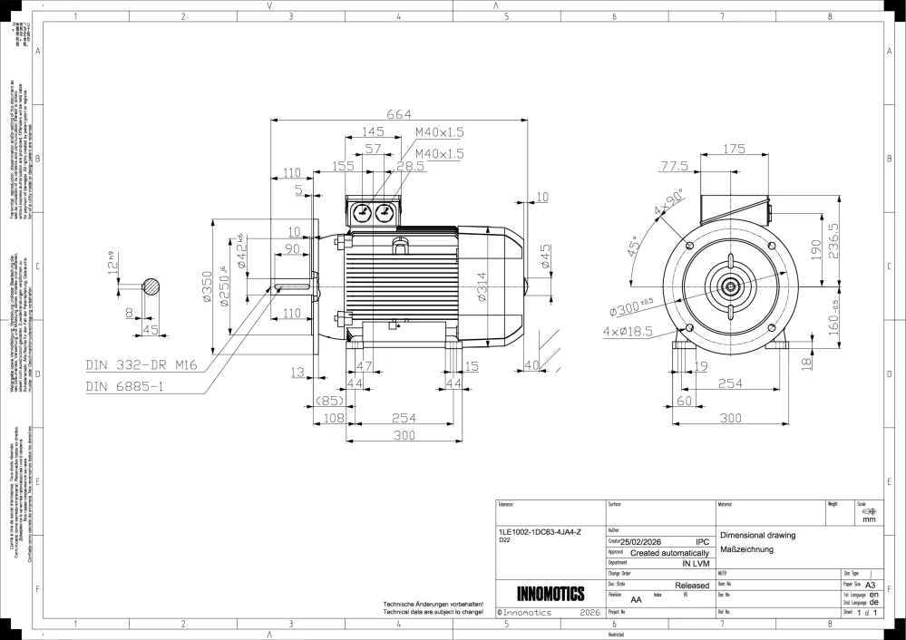 Elektromotor INNOMOTICS 15kW, 965ot., 1LE1002-1DC63-4JA4