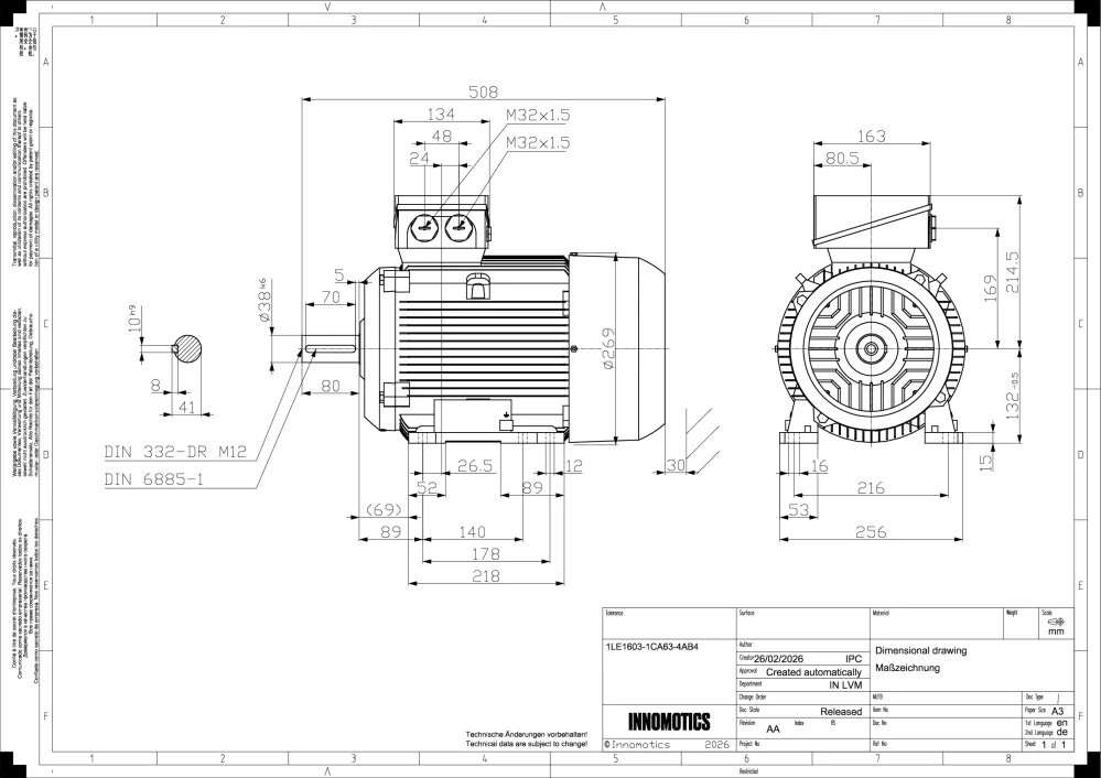 Elektromotor INNOMOTICS 11kW, 2955ot., 1LE1603-1CA63-4AB4