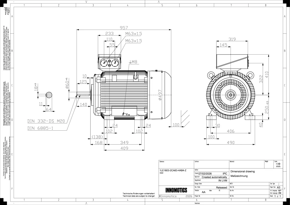 Elektromotor INNOMOTICS 75kW, 2970ot., 1LE1603-2CA63-4AB4