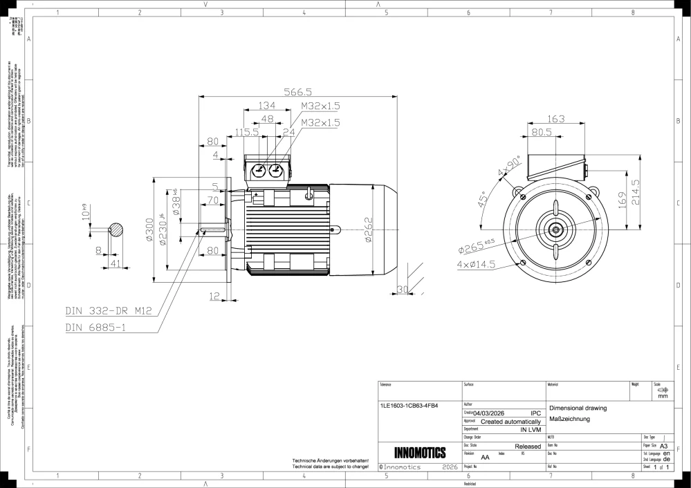 Elektromotor INNOMOTICS 11kW, 1470ot., 1LE1603-1CB63-4FB4