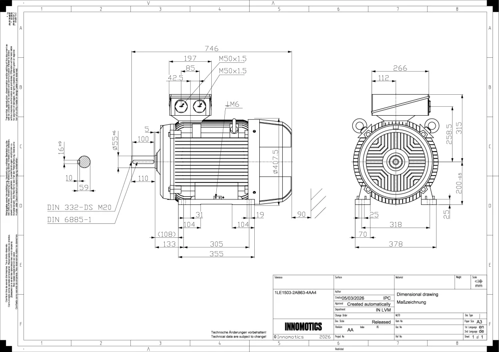 Elektromotor INNOMOTICS 37kW, 1475ot., 1LE1503-2AB63-4AA4