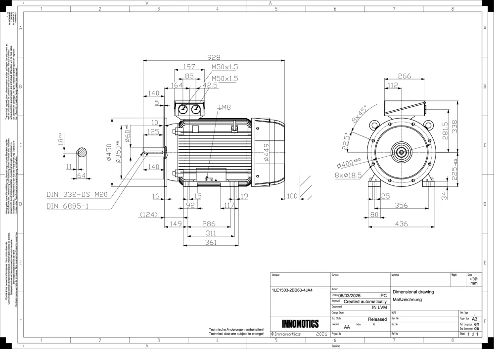 Elektromotor INNOMOTICS 55kW, 1478ot., 1LE1503-2BB63-4JA4