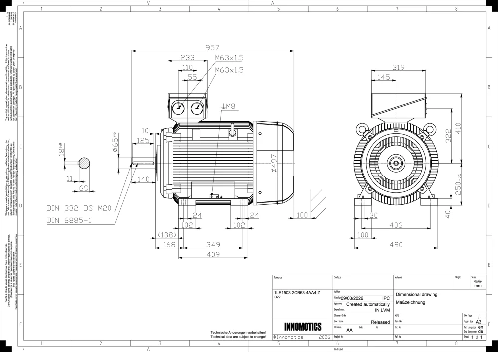 Elektromotor INNOMOTICS 75kW, 1486ot., 1LE1503-2CB63-4AA4