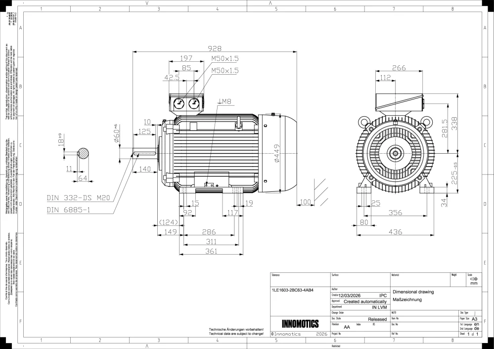 Elektromotor INNOMOTICS 37kW, 982ot., 1LE1603-2BC63-4AB4