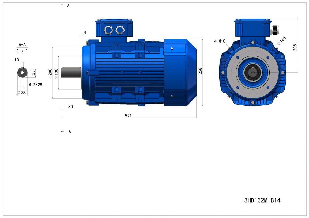 Elektromotor 3HD132M3-4 11kW, 1470ot.