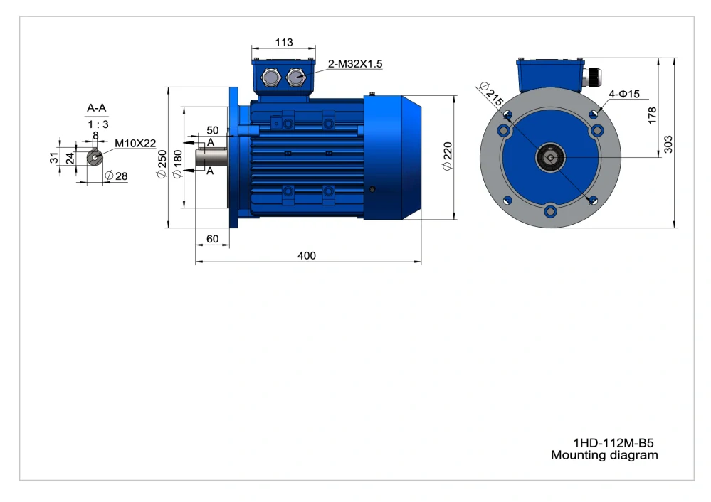 Elektromotor 1HD112M2-4 5,5kW, 1470ot.