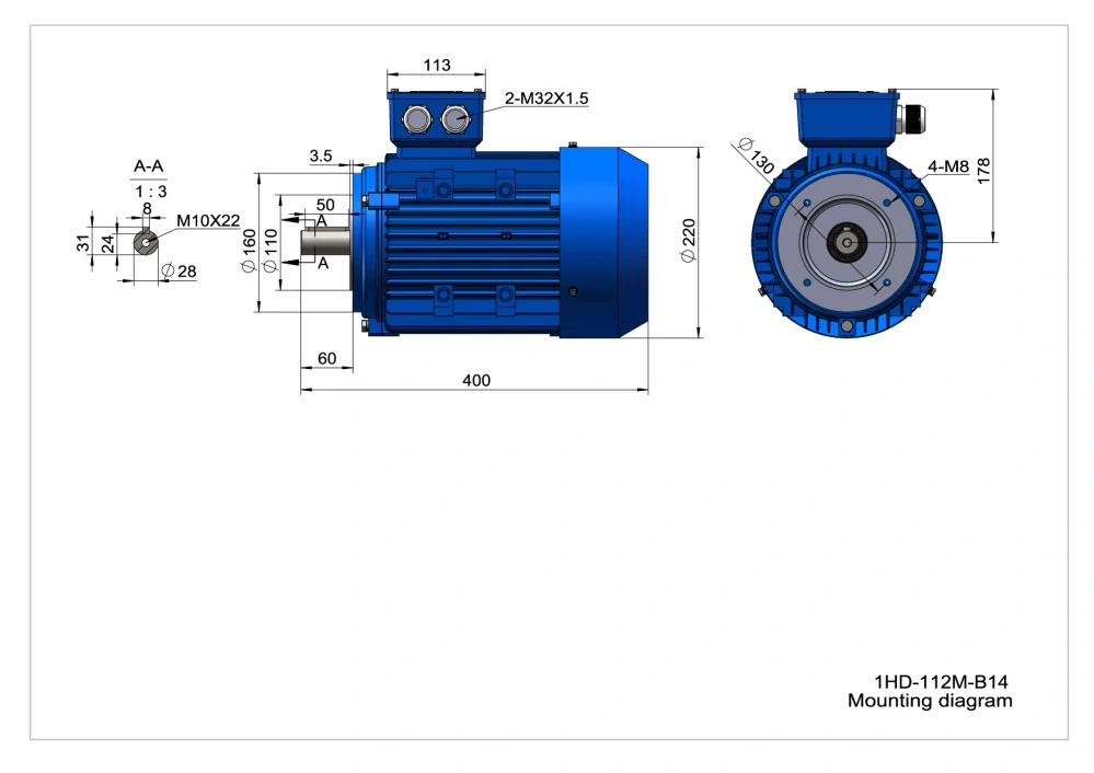 Elektromotor 1HD112M2-4 5,5kW, 1470ot.