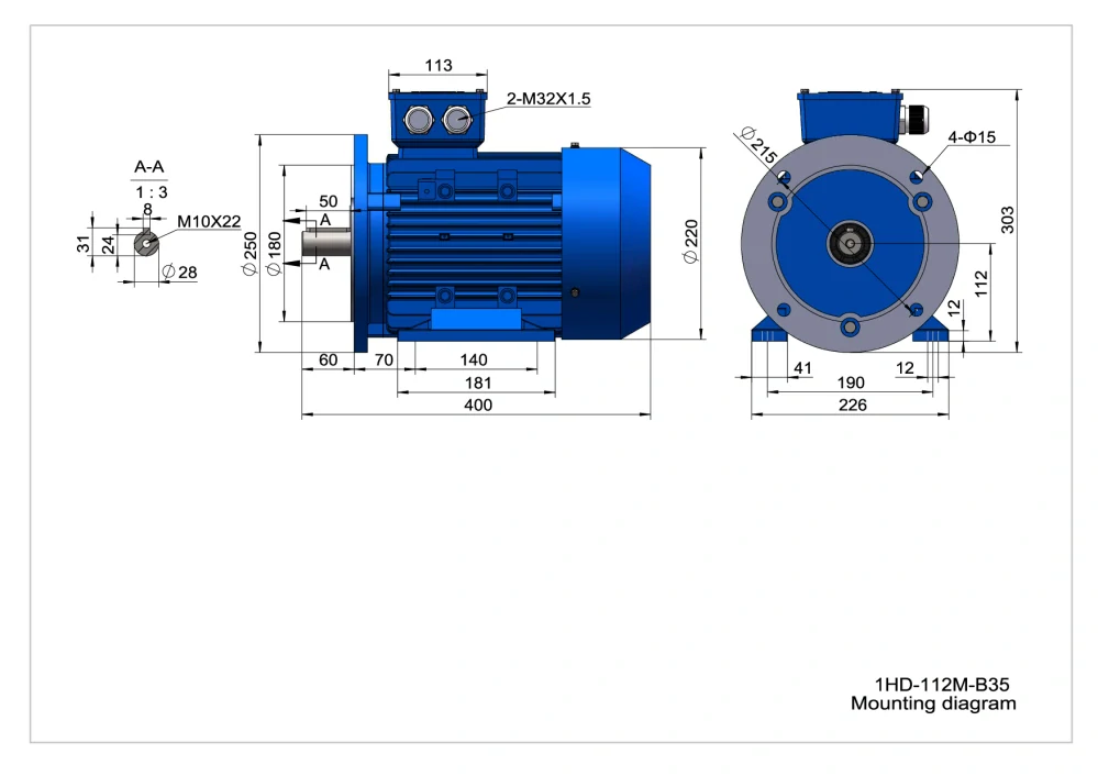 Elektromotor 1HD112M2-4 5,5kW, 1470ot.
