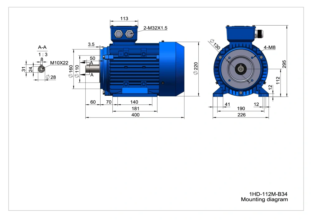 Elektromotor 1HD112M2-4 5,5kW, 1470ot.