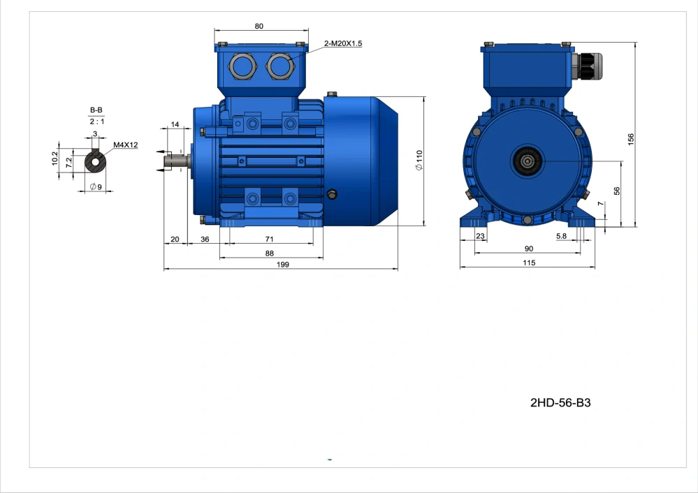 Elektromotor 2HD562-4 0,09kW, 1300ot.