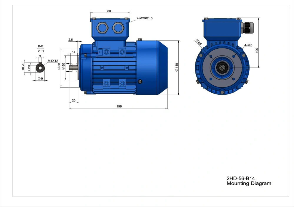 Elektromotor 2HD562-4 0,09kW, 1300ot.