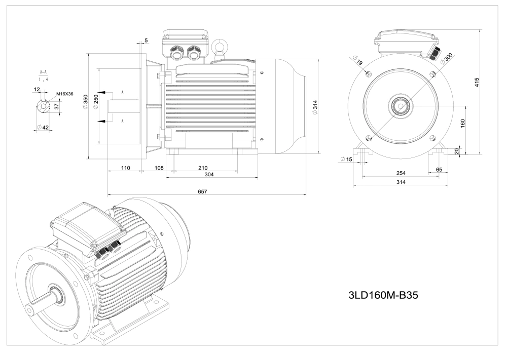 Elektromotor 3LD160M2-8 5,5kW, 720ot.