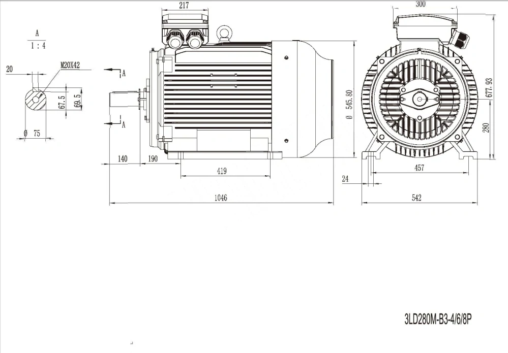 Elektromotor 3LD280M-8 45kW, 735ot.
